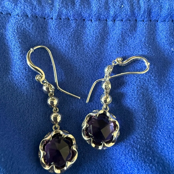 Tacori Silver Earrings with Deep Purple Stones - Picture 2 of 2